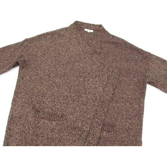 Easel Cardigan Duster Womens Large Brown Open Acrylic Sweater Pocket Cottagecore - Picture 5 of 9